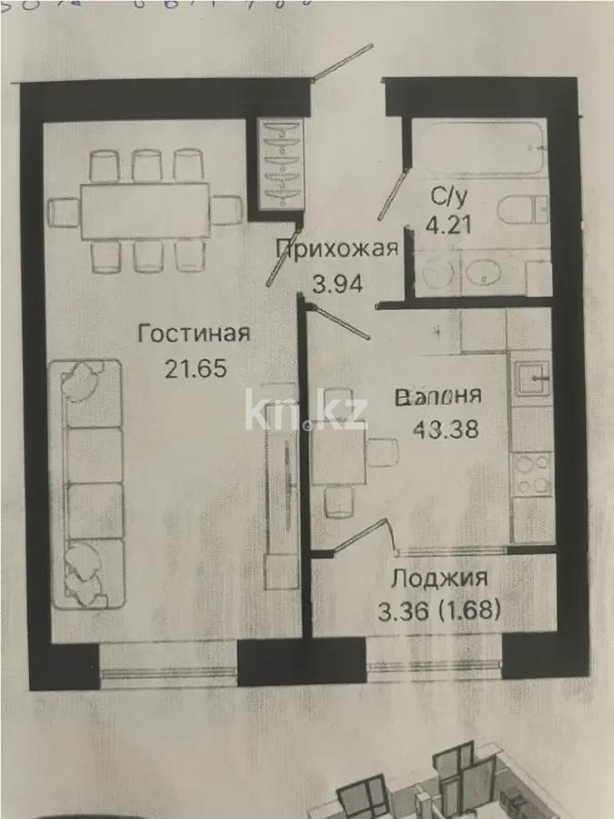 Продажа 1-комнатной квартиры, 42 м², ул. Панфилова, дом  85 - Продажа квартир в новостройках Астаны фото 2 из 2