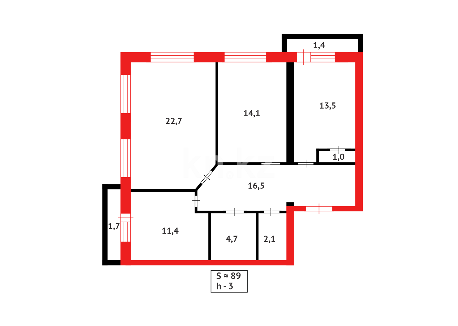 Продажа 3-комнатной квартиры, 89 м² - Продажа трехкомнатных квартир в Караганде - страница 7 фото 23 из 23