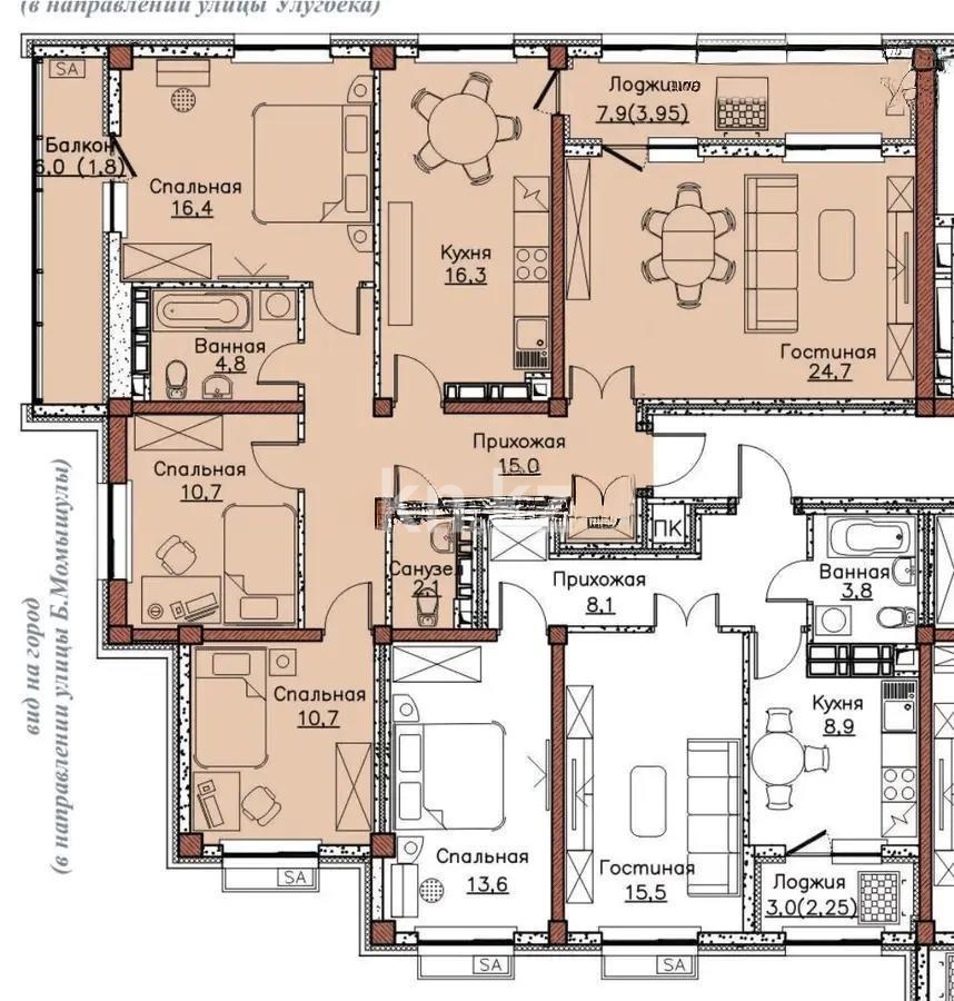 Продажа 4-комнатной квартиры, 108 м², мкр-н Жетысу-1, дом  28а - Продажа квартир в Алматы без посредников с фото фото 8 из 8