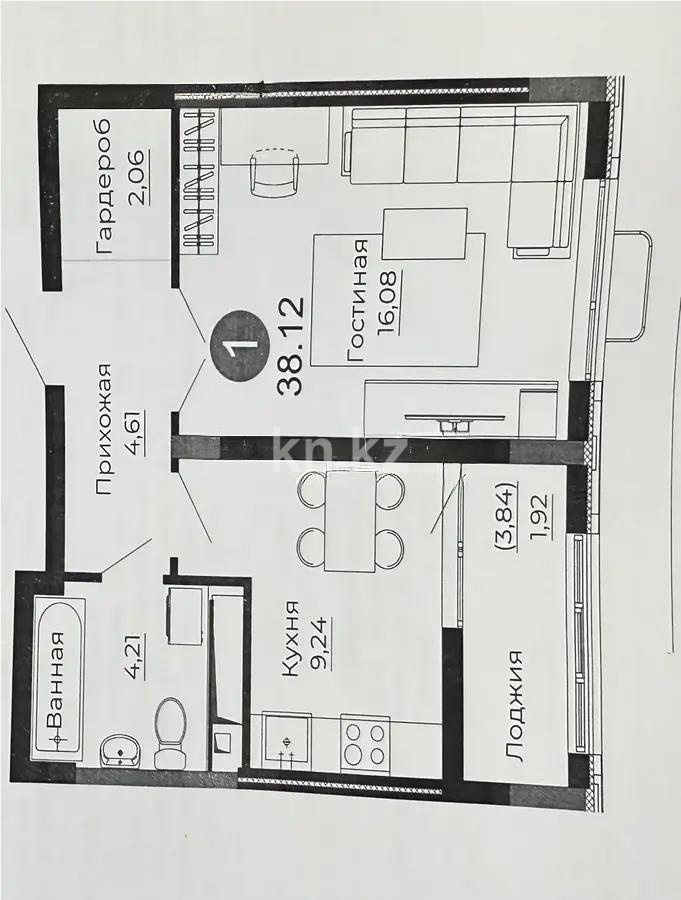 Продажа 1-комнатной квартиры, 38.6 м², ул. Казыбек би, дом  41/1 в Астане - фото 2