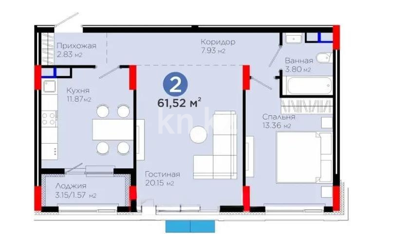 Продажа 2-комнатной квартиры, 61.52 м² - Недвижимость в Казахстане - страница 8 фото 1 из 1