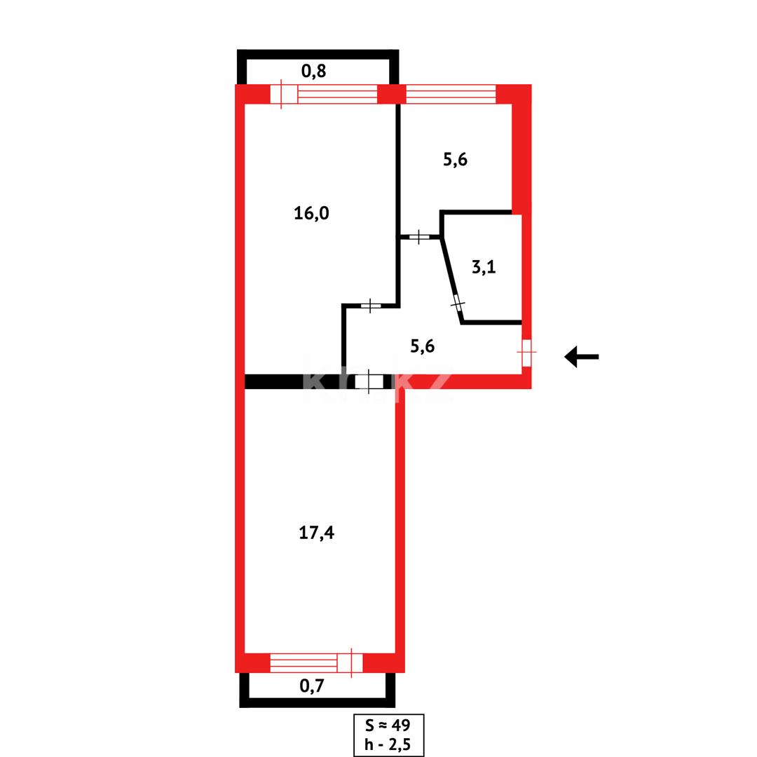 Продажа 3-комнатной квартиры, 48 м² - Продажа квартир в Караганде - страница 2 фото 16 из 16