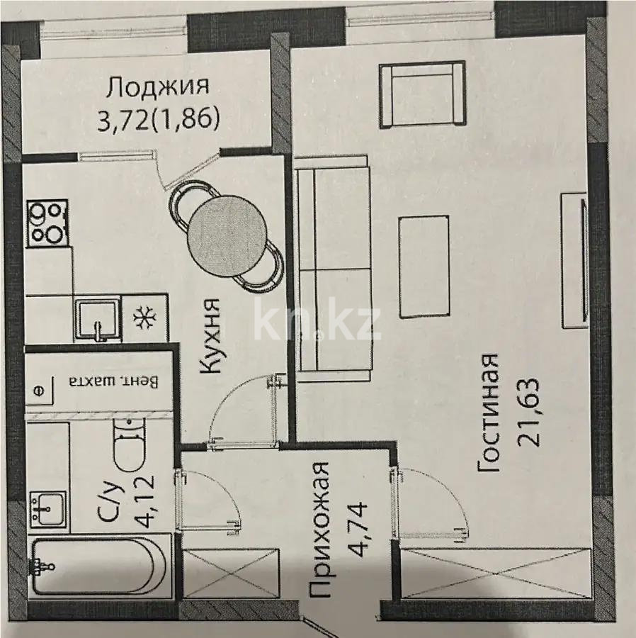 Продажа 1-комнатной квартиры, 42 м², ул. Бухар жырау, дом  12/2 - Продажа квартир в Астане фото 2 из 2