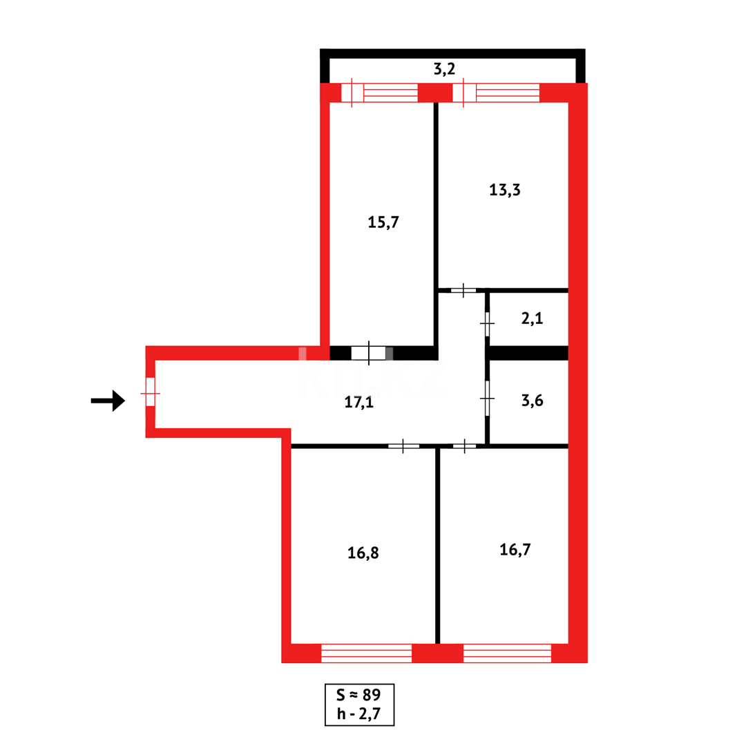 Продажа 3-комнатной квартиры, 88 м² - Недвижимость в Караганде фото 7 из 7
