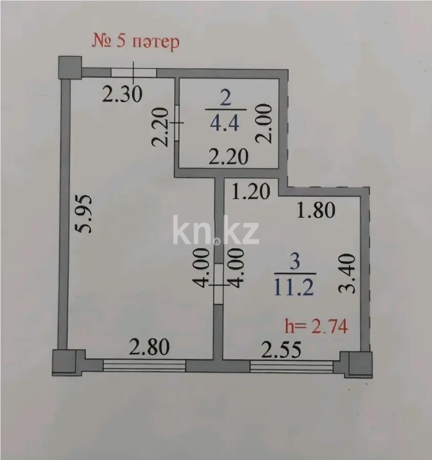 Продажа 2-комнатной квартиры, 33.4 м², ул. Кенесары хана, дом  83/5 - Продажа  двухкомнатных квартир в Алматы фото 3 из 3