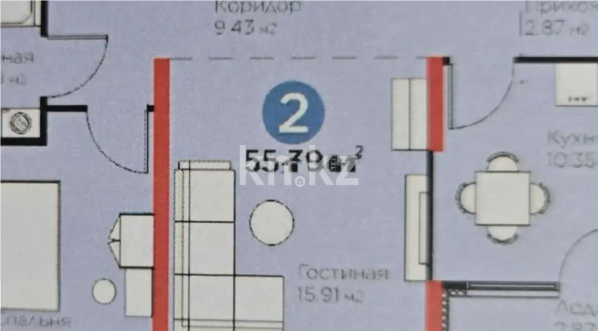 Продажа 2-комнатной квартиры, 55 м², ул. Момышулы, дом  11/14а - Продажа  двухкомнатных квартир в новостройках Алматы с фото фото 1 из 1