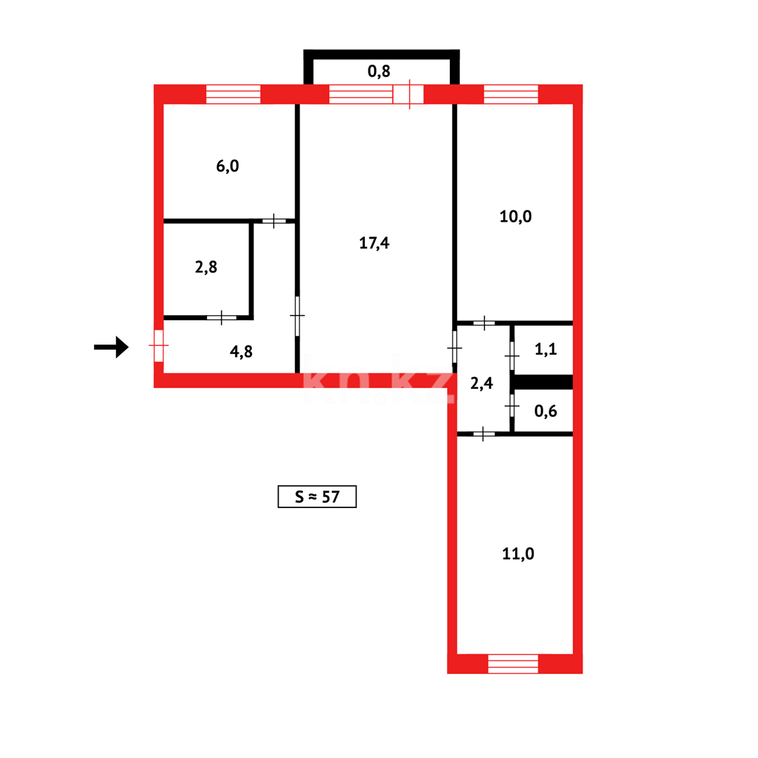 Продажа 3-комнатной квартиры, 58 м² - Недвижимость в Темиртау фото 7 из 7