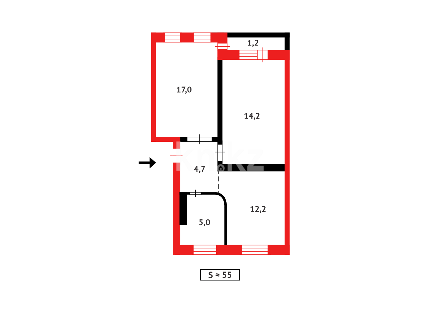 Продажа 2-комнатной квартиры, 56 м² - Продажа двухкомнатных квартир в Караганде - страница 4 фото 25 из 25