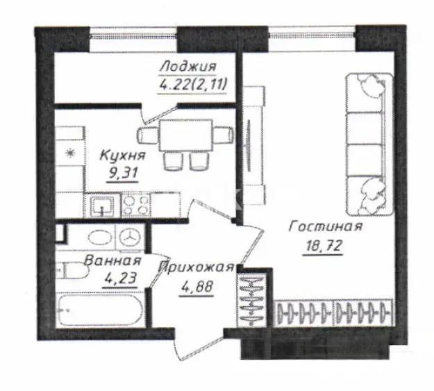 Продажа 1-комнатной квартиры, 40 м² - Продажа однокомнатных квартир в р-не Сарайшык Астаны фото 1 из 1