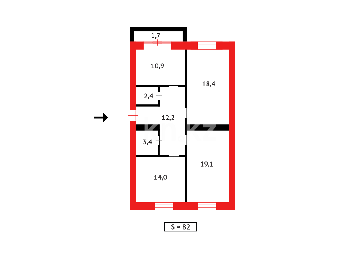Продажа 3-комнатной квартиры, 82 м², ул. Муканова - Продажа  трехкомнатных квартир в новостройках Караганды фото 15 из 15