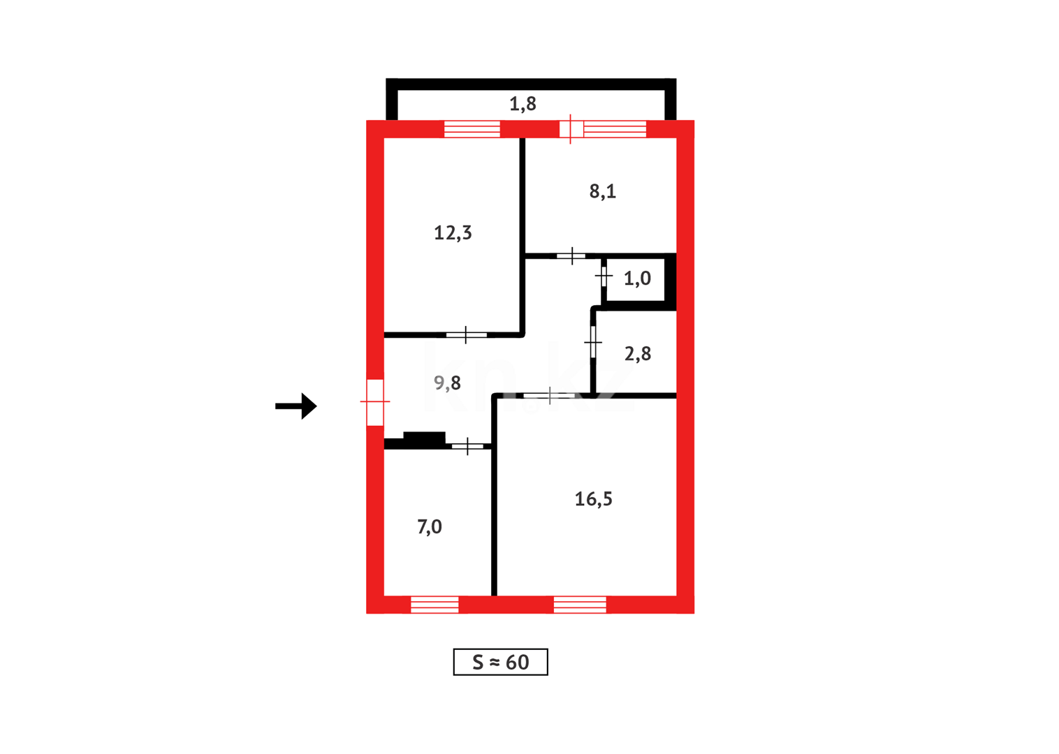 Продажа 3-комнатной квартиры, 64 м² - Продажа квартир в Казахстане - страница 733 фото 16 из 16