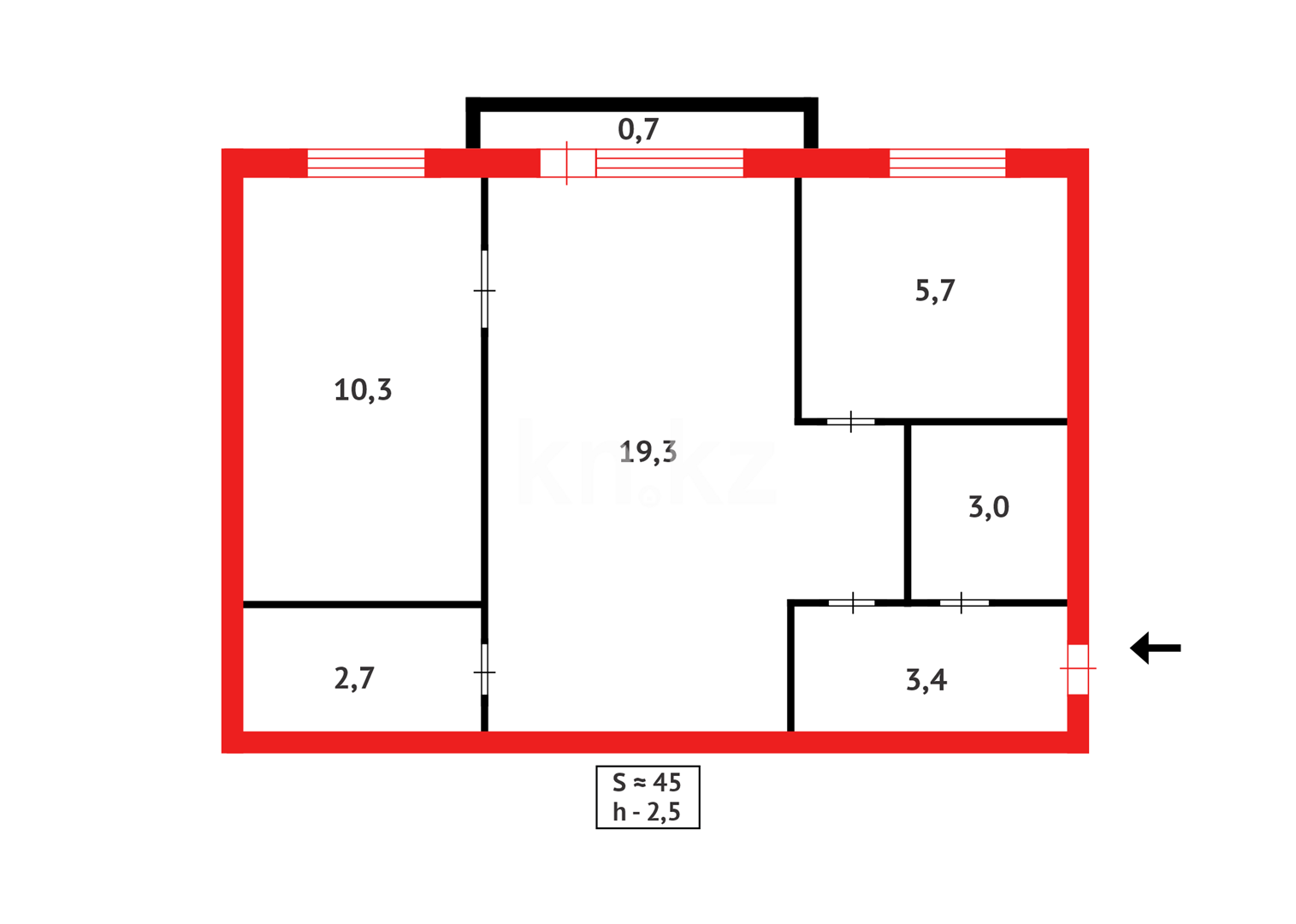 Продажа 2-комнатной квартиры, 45 м² в Темиртау - фото 5
