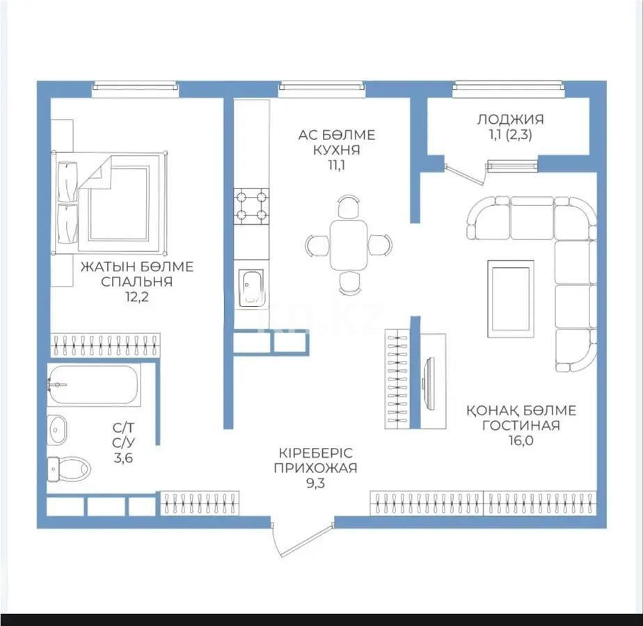 Продажа 2-комнатной квартиры, 55 м² в Алматы - фото 4