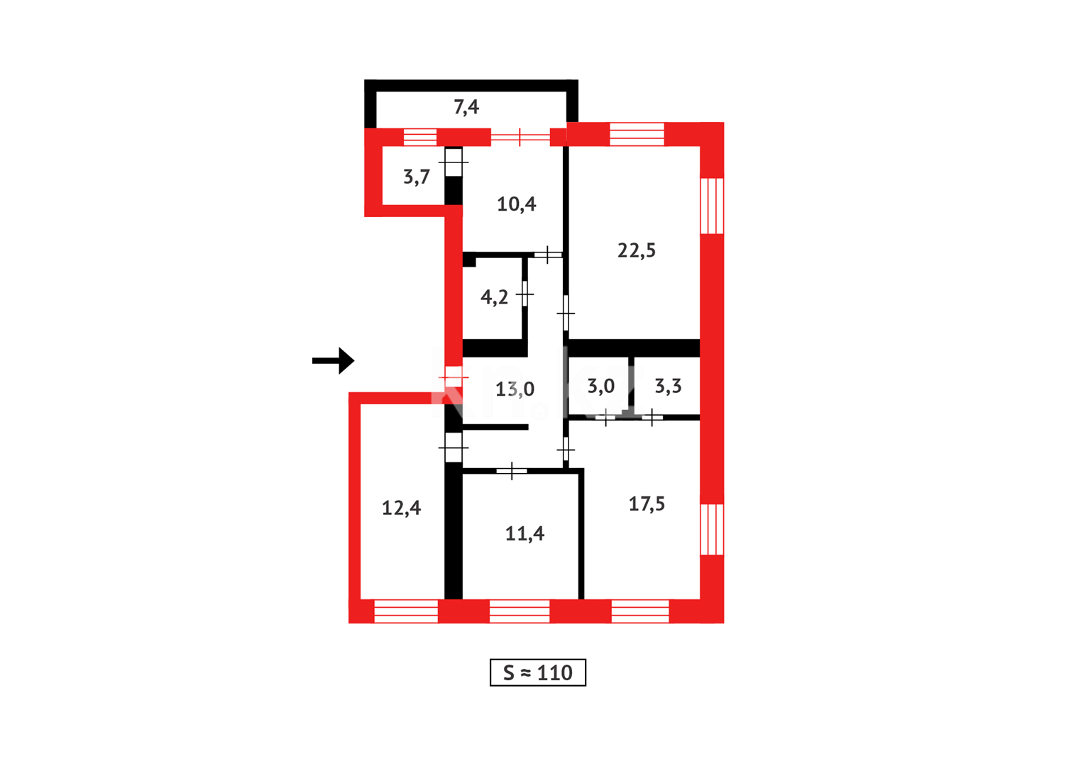 Продажа 4-комнатной квартиры, 110 м², ул. Анет баба - Продажа квартир в Карагандинской области фото 21 из 21