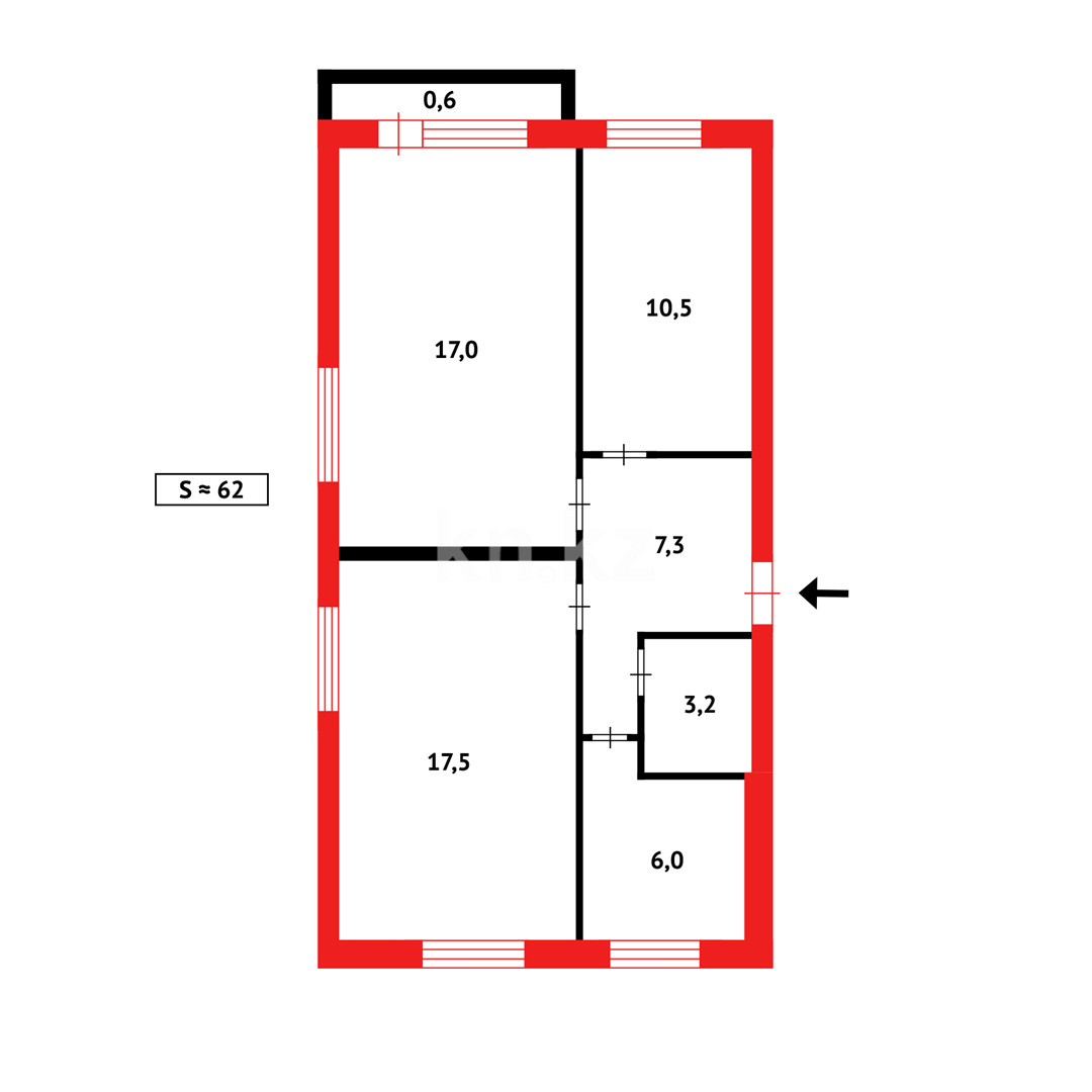 Продажа 3-комнатной квартиры, 61 м² - Аренда домов в Балхаше фото 7 из 7