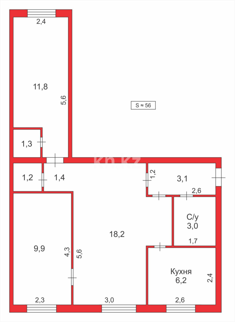 Продажа 3-комнатной квартиры, 56 м², ул. Зелинского, дом  24/1 - Продажа  трехкомнатных квартир в Караганде фото 8 из 8