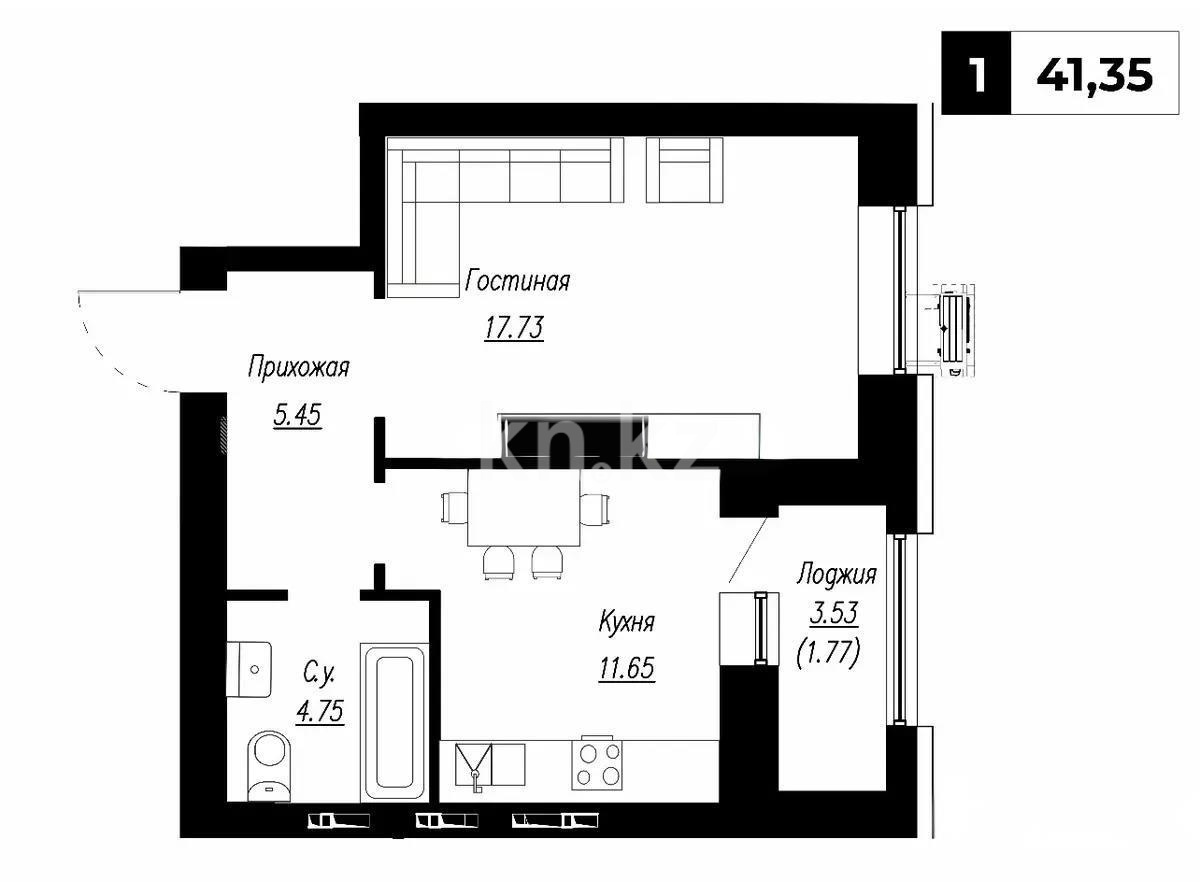 Продажа 1-комнатной квартиры, 41.35 м² - Продажа квартир от собственников в Астане - страница 5 фото 1 из 1