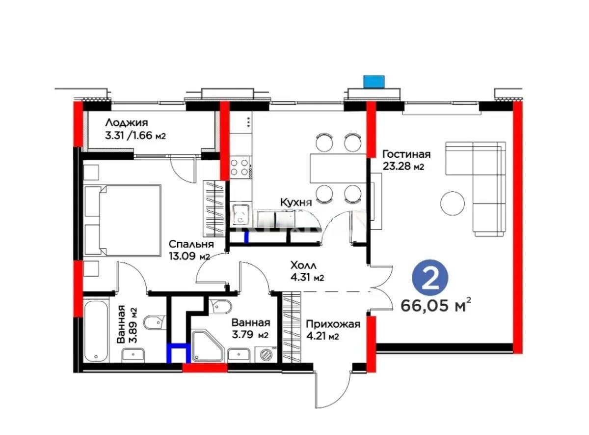 Продажа 2-комнатной квартиры, 67 м², ул. Мухамедханова, дом  6/1 стр - Продажа  двухкомнатных квартир в Астане без посредников фото 1 из 1