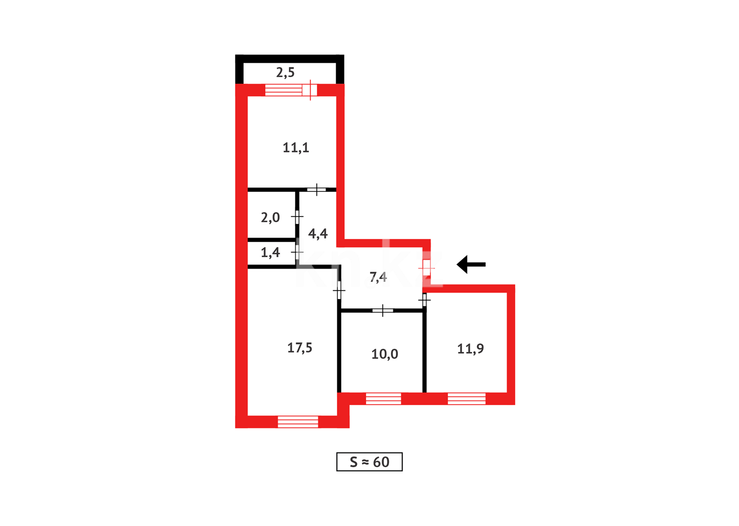 Продажа 3-комнатной квартиры, 69 м², ул. 3-й А мик-н в Темиртау - фото 13