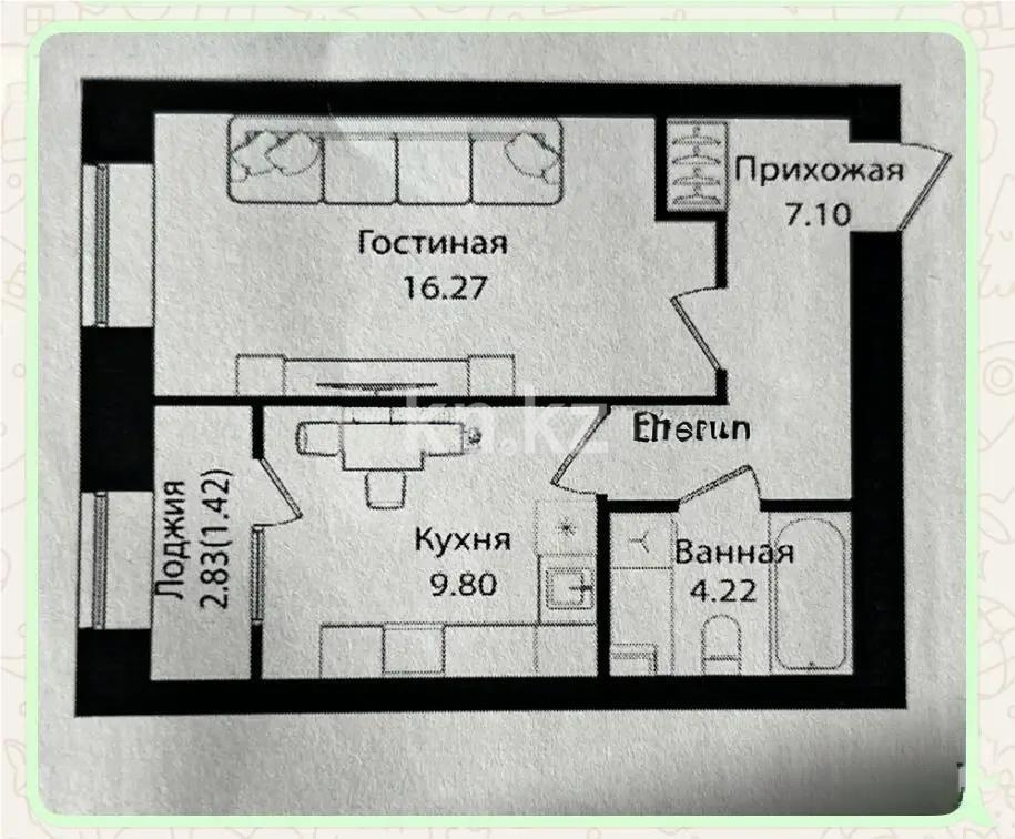 Продажа 1-комнатной квартиры, 39 м² в Астане