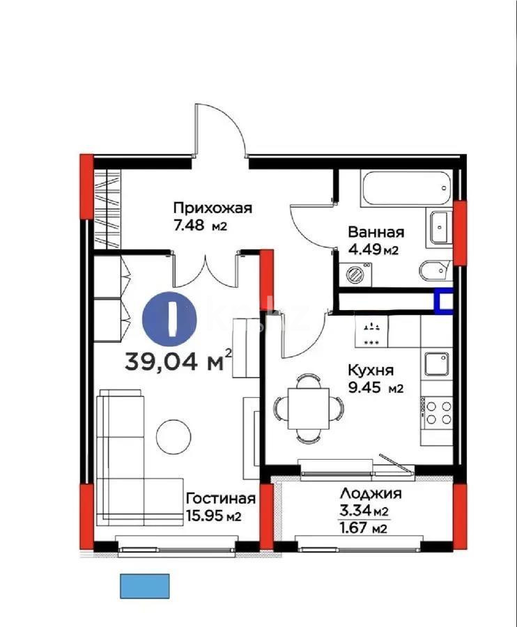 Продажа 1-комнатной квартиры, 39.4 м² - Продажа однокомнатных квартир в Астане - страница 49 фото 1 из 1