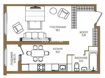 Продажа 1-комнатной квартиры, 34.9 м², пр. Райымбека, дом  590 стр - Продажа  однокомнатных квартир в новостройках Алматы без посредников с фото фото 1 из 1