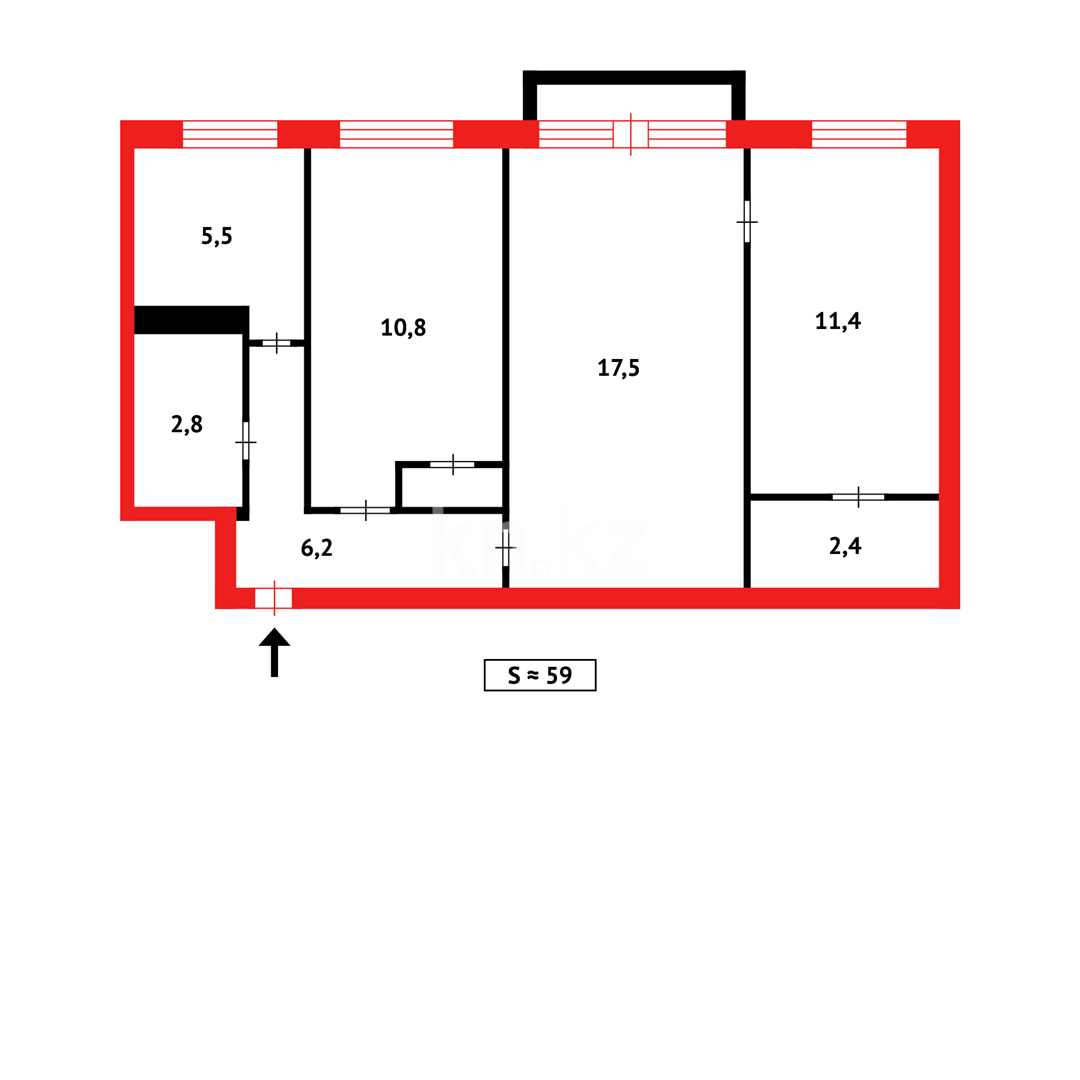 Продажа 3-комнатной квартиры, 63 м² - Продажа трехкомнатных квартир в Караганде фото 17 из 17