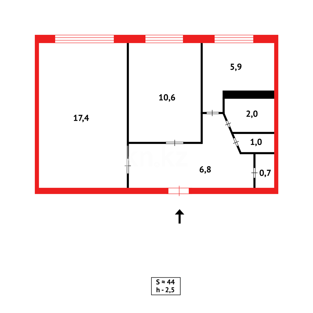 Продажа 2-комнатной квартиры, 44 м², 14 мкр., дом  42 в Караганде - фото 11