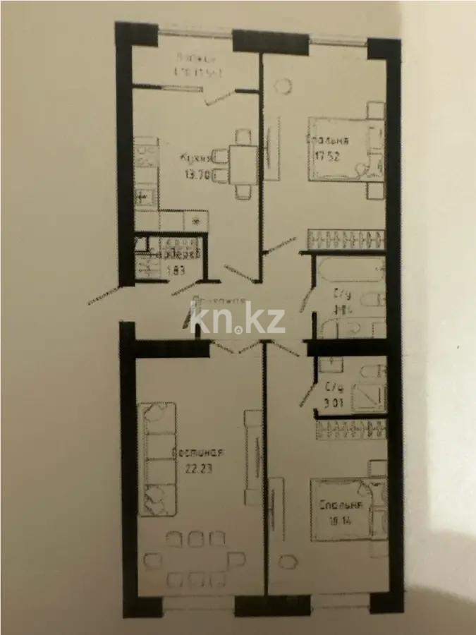 Продажа 3-комнатной квартиры, 90.64 м², ул. Нажимеденова, дом  30/1 - Продажа квартир в Казахстане фото 1 из 1