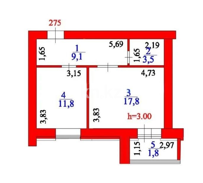 Продажа 1-комнатной квартиры, 44 м² в Астане