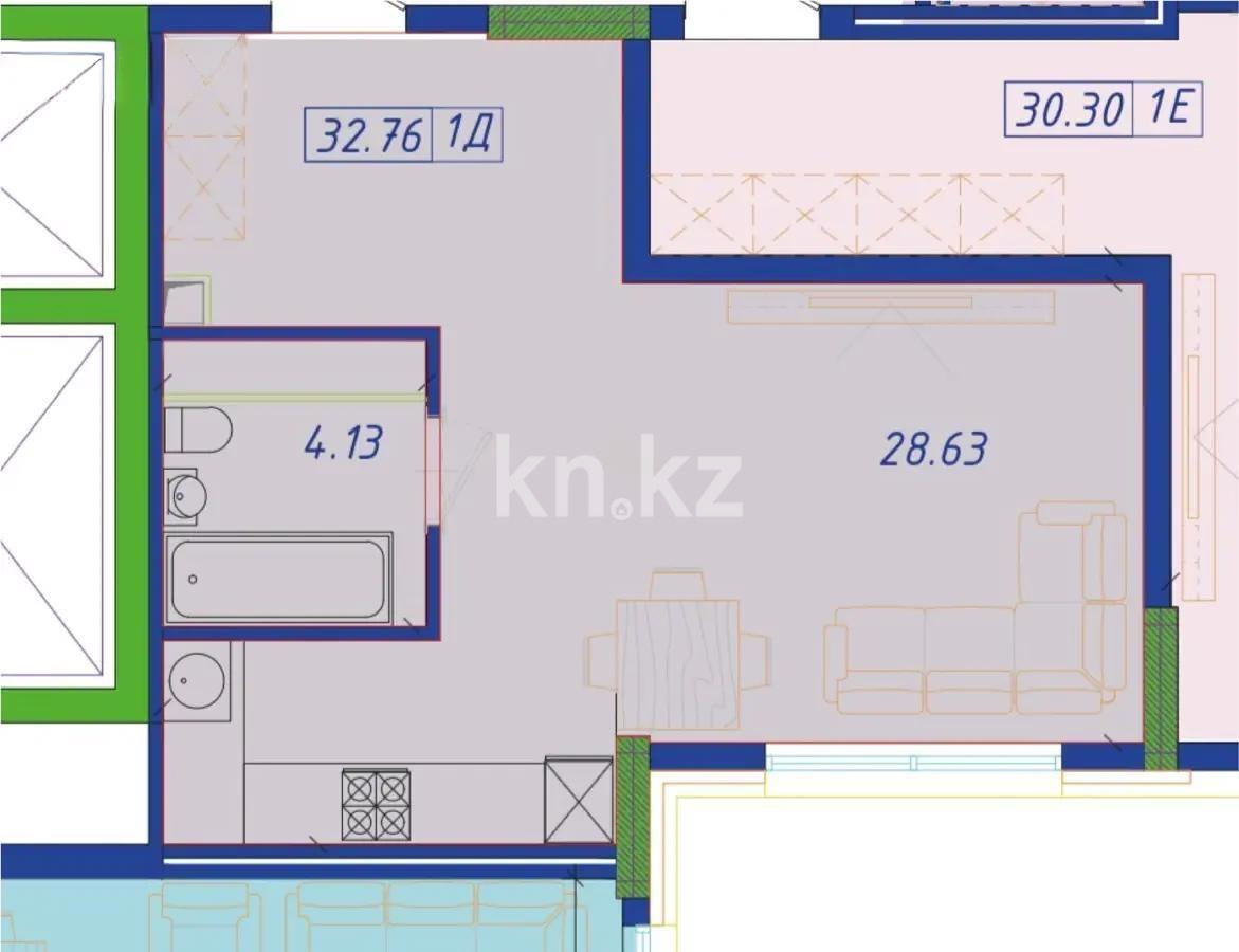 Продажа 1-комнатной квартиры, 32.76 м², ул. Байтурсынова, дом  16 стр в Астане