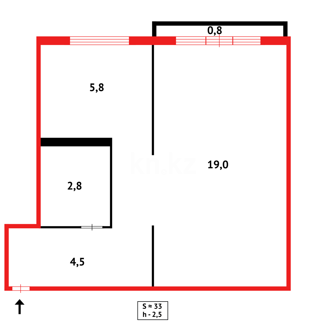 Продажа 1-комнатной квартиры, 33 м², ул. Абая - Продажа и аренда недвижимости в Темиртау фото 10 из 10
