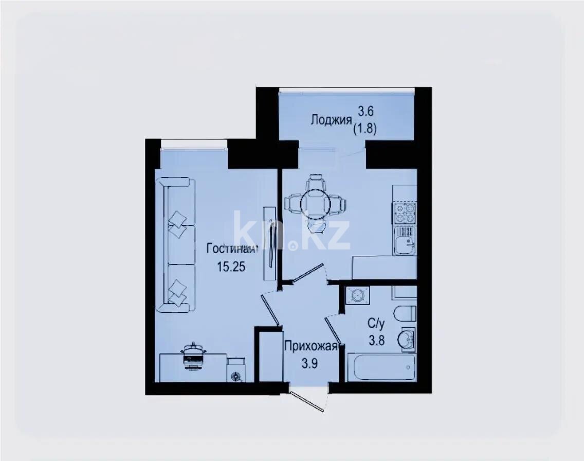 Продажа 1-комнатной квартиры, 34 м² в Астане
