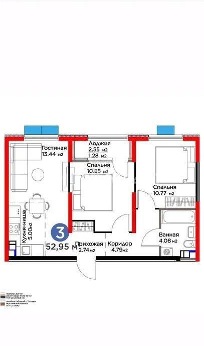 Продажа 3-комнатной квартиры, 53 м², ул. Момышулы, дом  11/14а - Продажа квартир в Алматы фото 1 из 1