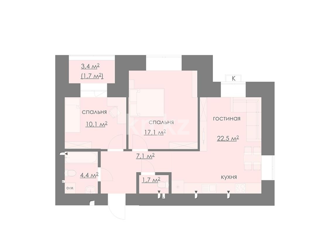 Продажа 3-комнатной квартиры, 67 м² - Продажа квартир в Караганде - страница 2 фото 14 из 14