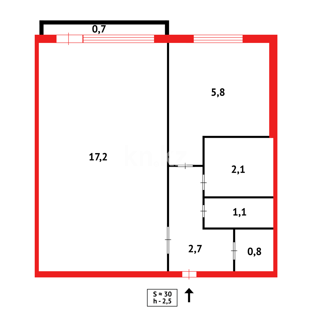 Продажа 1-комнатной квартиры, 32 м², мкр-н 18 - Продажа квартир в Караганде фото 15 из 15