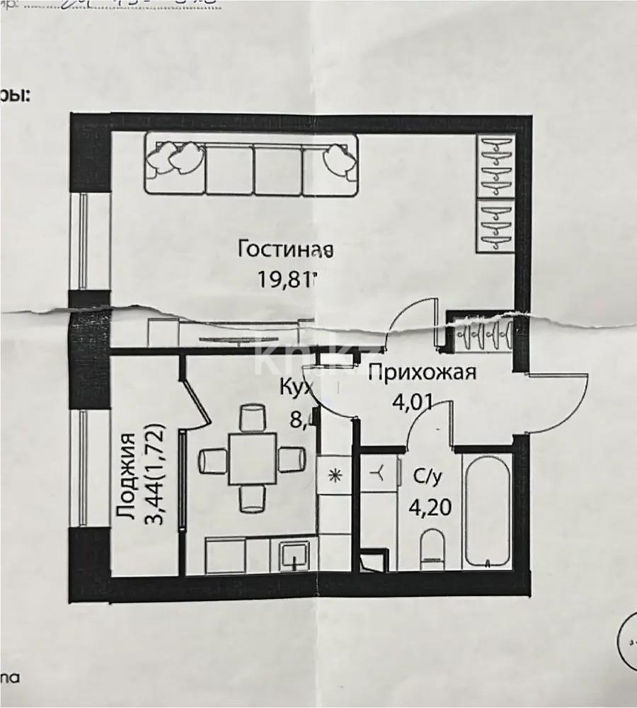 Продажа 1-комнатной квартиры, 38.36 м², ул. Жошы хана, дом  12/3 - Продажа квартир в Астане фото 1 из 1