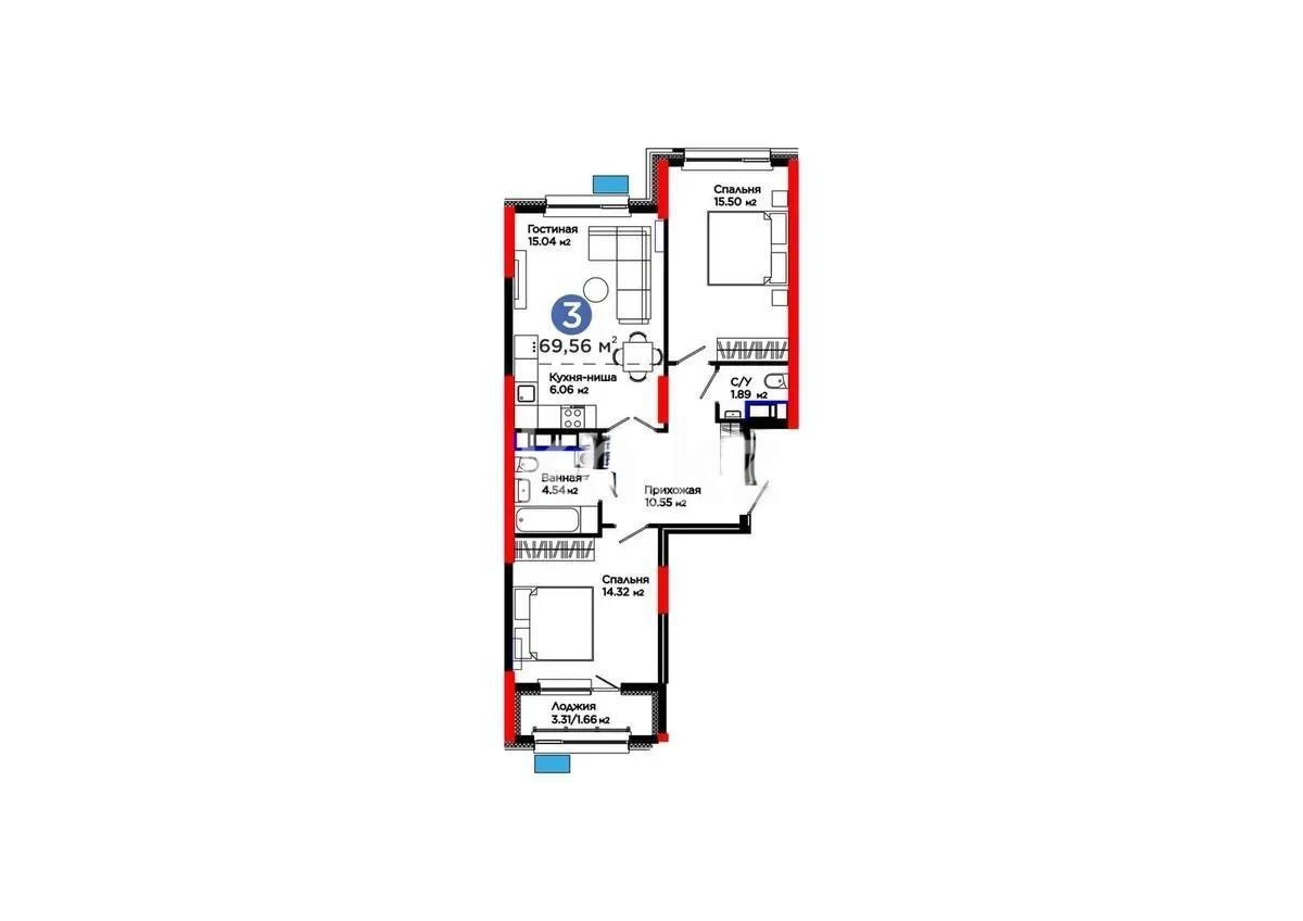 Продажа 3-комнатной квартиры, 70 м² - Продажа трехкомнатных квартир в монолитном доме в Астане - страница 2 фото 1 из 1