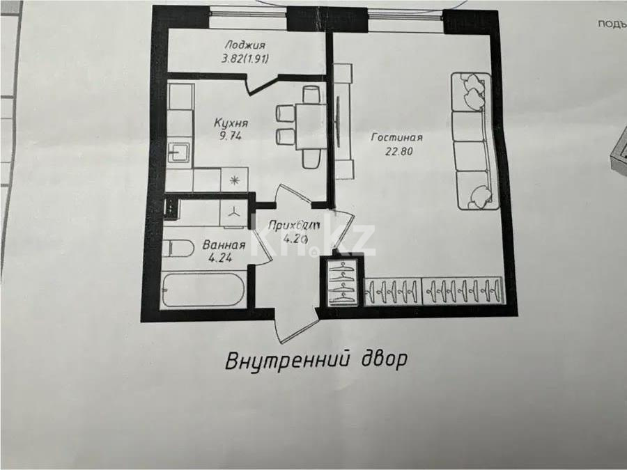 Продажа 1-комнатной квартиры, 43 м² - Продажа квартир в р-не Есиль Астаны фото 1 из 1