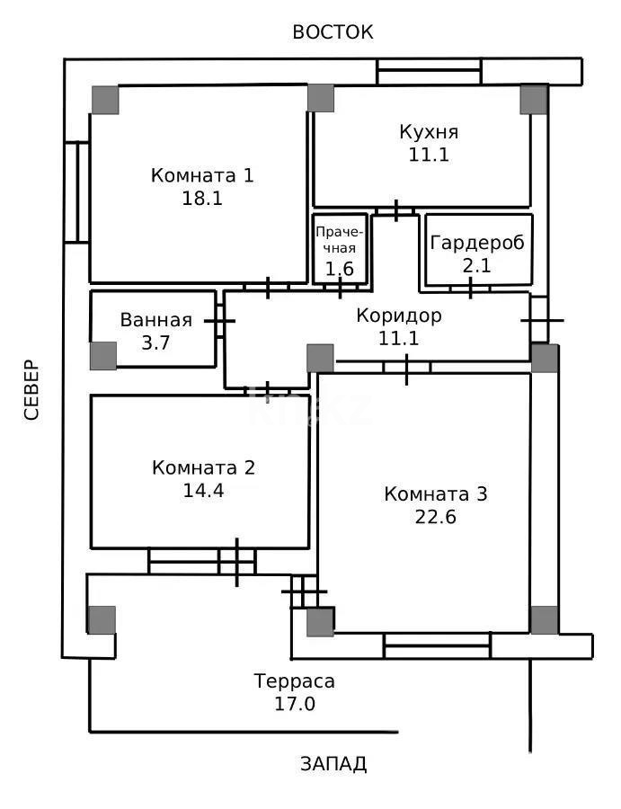 Продажа 3-комнатной квартиры, 90.1 м² - Продажа  трехкомнатных квартир в Алматы фото 4 из 4