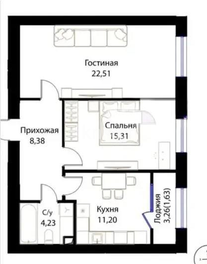 Продажа 2-комнатной квартиры, 63.26 м², ул. Жошы хана, дом  12/3 - Продажа квартир в Астане без посредников фото 1 из 1