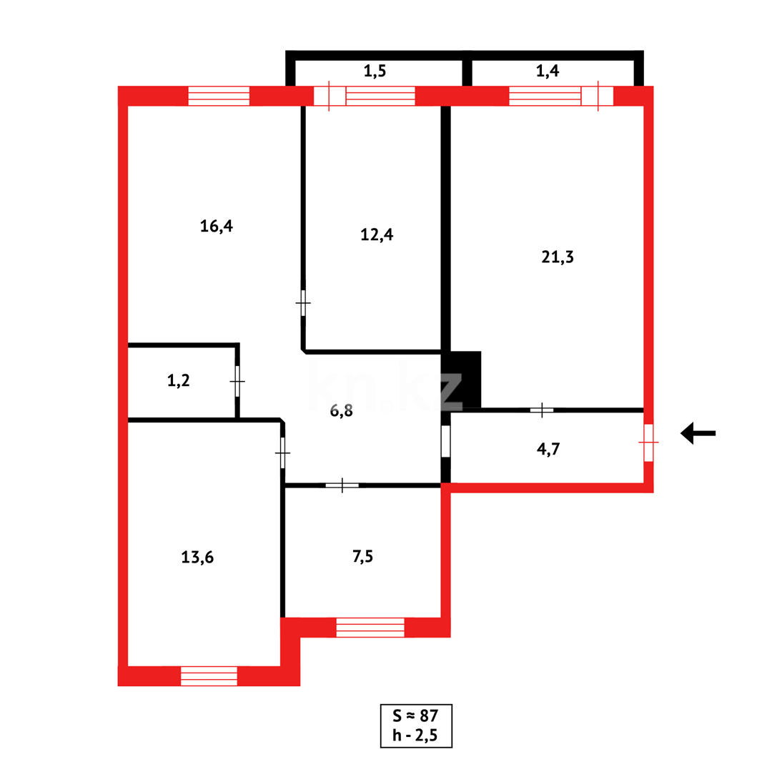 Продажа 3-комнатной квартиры, 84 м² - Продажа трехкомнатных квартир в кирпичном доме в Караганде - страница 7 фото 22 из 22