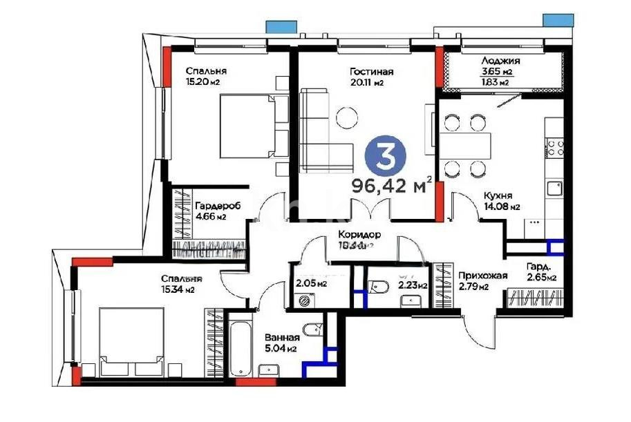 Продажа 3-комнатной квартиры, 96.42 м² - Продажа квартир от собственников в Астане - страница 4 фото 1 из 1