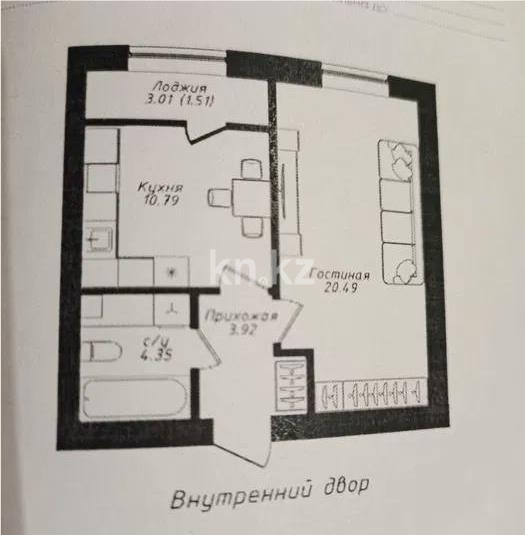 Продажа 1-комнатной квартиры, 41.1 м² в Астане