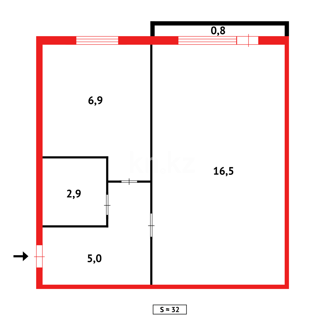 Продажа 1-комнатной квартиры, 32 м², ул. Байсеитовой в Темиртау - фото 10