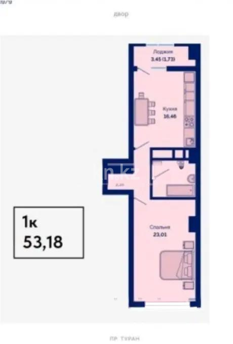 Продажа 2-комнатной квартиры, 53.18 м², пр. Туран, дом  89/3 стр - Продажа квартир в Астане без посредников с фото фото 1 из 1