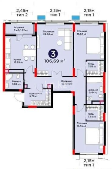 Продажа 3-комнатной квартиры, 106 м² - Недвижимость в Казахстане - страница 25 фото 1 из 1