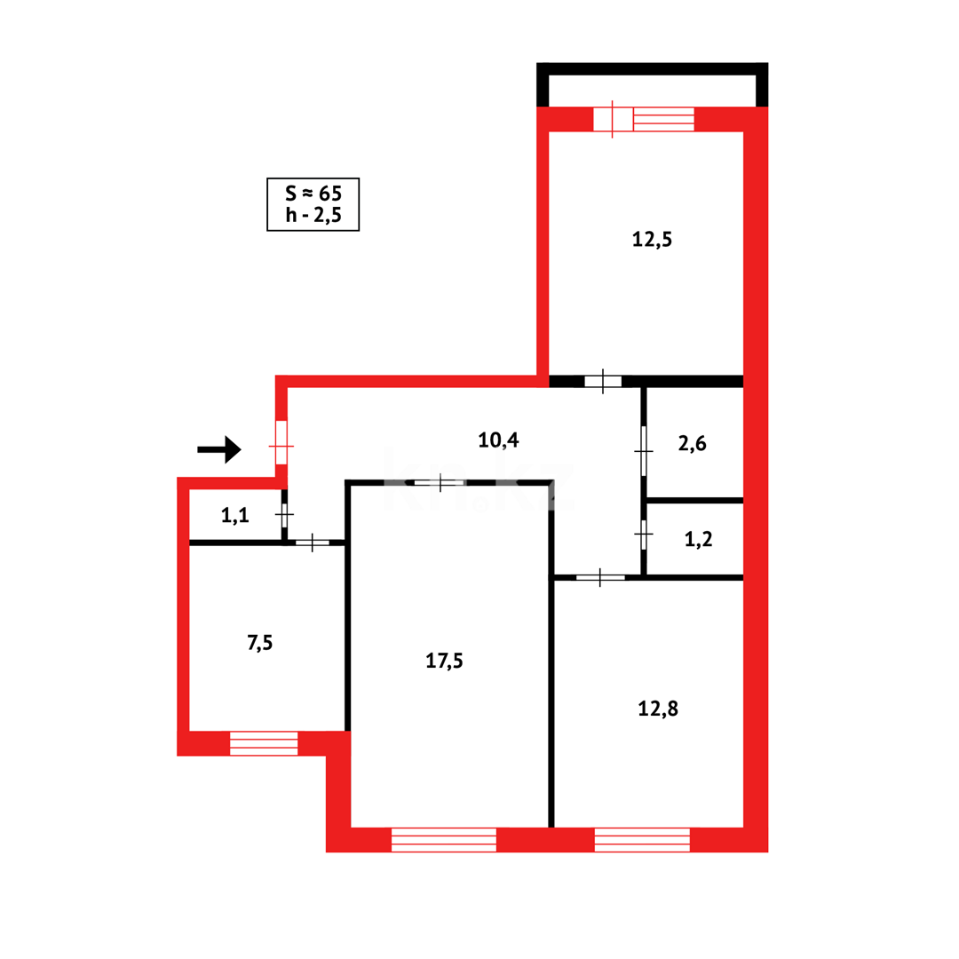 Продажа 3-комнатной квартиры, 65 м², мкр-н 15 - Продажа  трехкомнатных квартир в Караганде фото 9 из 9