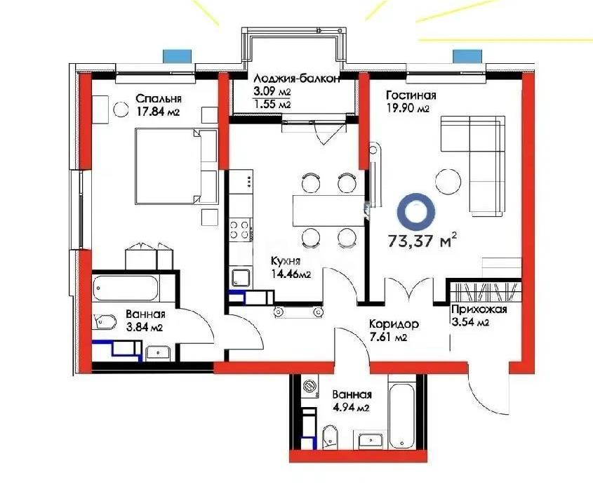 Продажа 2-комнатной квартиры, 73 м² - Продажа домов, коттеджей в Шахтинске фото 5 из 5