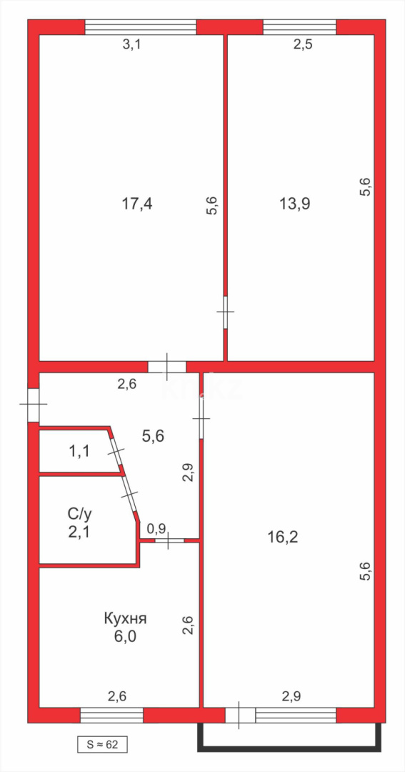 Продажа 3-комнатной квартиры, 62 м² - Продажа  трехкомнатных квартир в Караганде фото 7 из 7